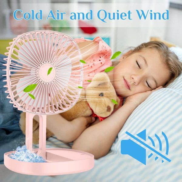 Mini 2 In 1 Portable Fan With Led Light, Usb Rechargeable | 7 Inch Portable Travel Fan | Desk Fan 3 Speeds Folding Table Fan Quiet 185° Rotation Usb Plug-in