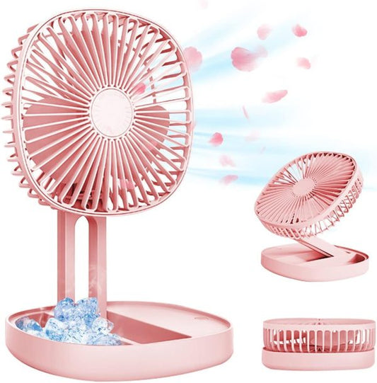 Mini 2 In 1 Portable Fan With Led Light, Usb Rechargeable | 7 Inch Portable Travel Fan | Desk Fan 3 Speeds Folding Table Fan Quiet 185° Rotation Usb Plug-in