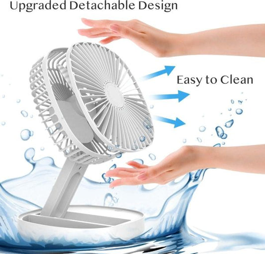 Mini 2 In 1 Portable Fan With Led Light, Usb Rechargeable | 7 Inch Portable Travel Fan | Desk Fan 3 Speeds Folding Table Fan Quiet 185° Rotation Usb Plug-in